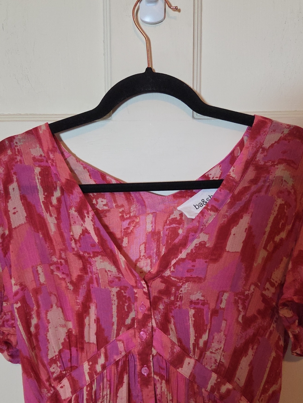 BA&SH Women's Talita Pink Printed Mini Dress Size Medium - Picture 7 of 16
